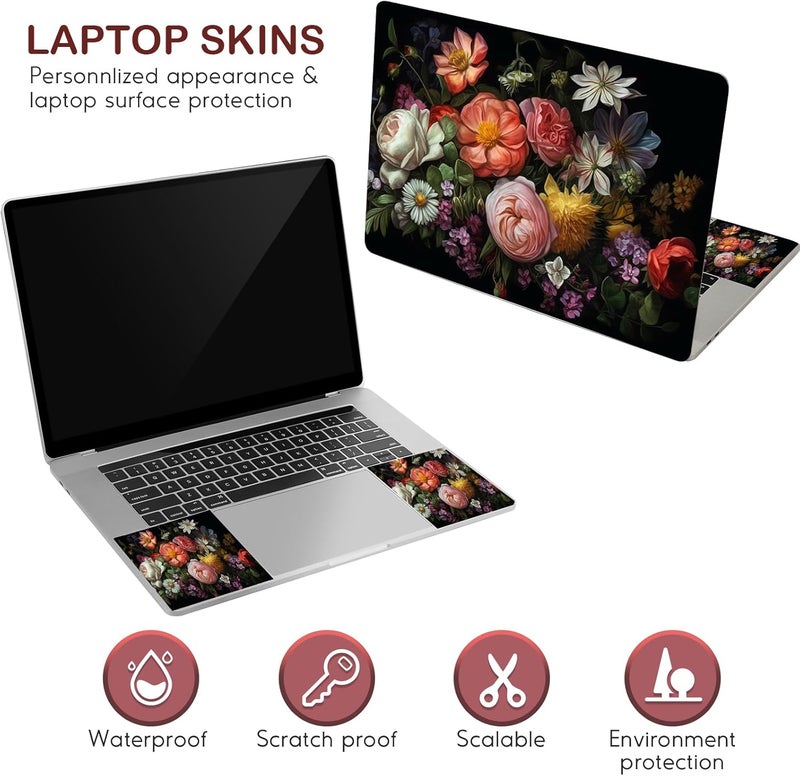 DINKY Laptop Skin Sticker Decal, 16" 16.5” 17” 17.3 inch Laptop Universal Reusable Vinyl Skin Stickers Art Cover Decal Notebook PC Personalized Protector (Flor) - Image 3